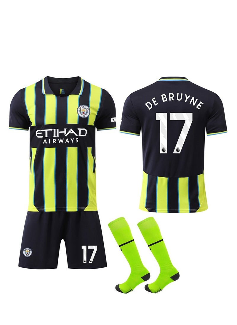 Generic - 24/25 Season Manchester Away Football Kits DE Bruyne #17 Fans Football Jersey/Shorts Socks Gift Set Youth Sizes and Adult Size - Image 1