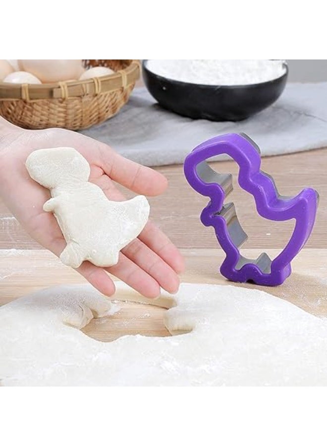 مجموعة قطاعات البسكويت على شكل ديناصور - قوالب تقطيع طعام على شكل ديناصور من الستانلس ستيل للحرف اليدوية والمطبخ والخبز ولوازم حفلات اعياد الميلاد للاطفال (8 قطع) - Image 3