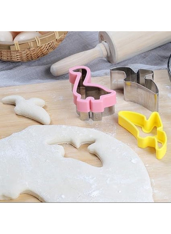 مجموعة قطاعات البسكويت على شكل ديناصور - قوالب تقطيع طعام على شكل ديناصور من الستانلس ستيل للحرف اليدوية والمطبخ والخبز ولوازم حفلات اعياد الميلاد للاطفال (8 قطع) - Image 5