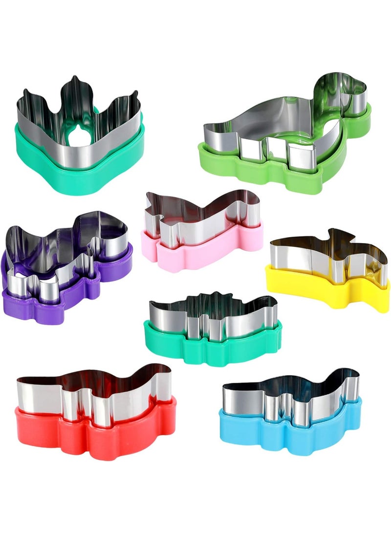 مجموعة قطاعات البسكويت على شكل ديناصور - قوالب تقطيع طعام على شكل ديناصور من الستانلس ستيل للحرف اليدوية والمطبخ والخبز ولوازم حفلات اعياد الميلاد للاطفال (8 قطع) - Image 2