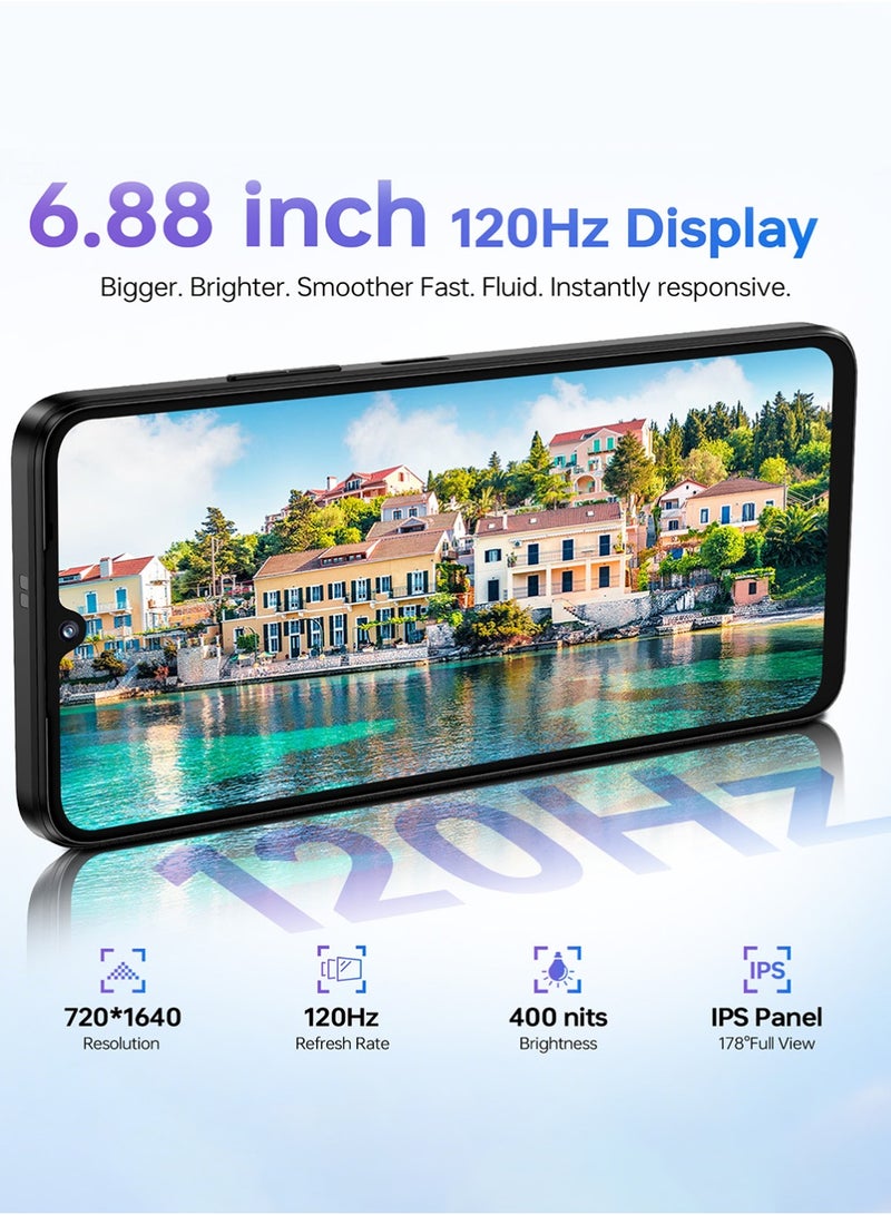 Blackview WAVE 10 Mobile Phone, 6.88 Inch 120Hz HD+ Screen, 8GB RAM 256GB ROM, 5000mAh Long Lasting Battery, 32MP Camera, Iris Blue - Image 3