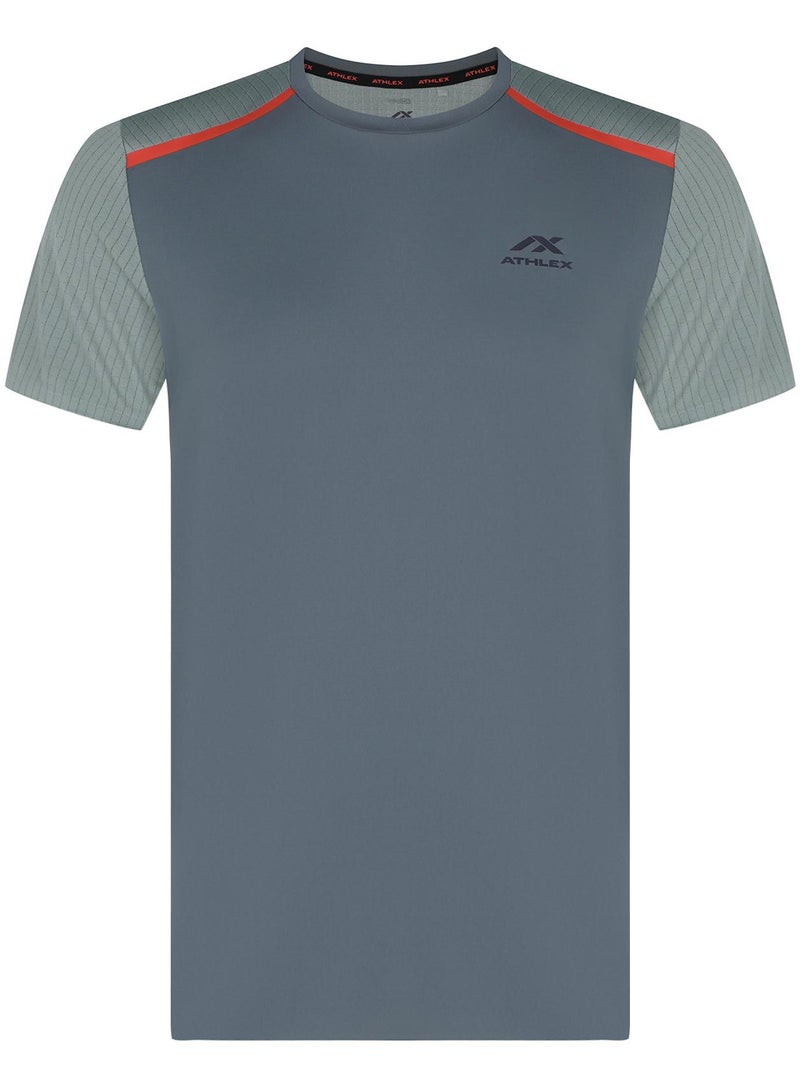 Athlex Men's Running T-shirt Pulse+ Green/Grey, Athlex, ATDRY Moisture-Wicking Technology, Reflective Print, Taped Seams for Comfort, Lightweight and Breathable - Image 1