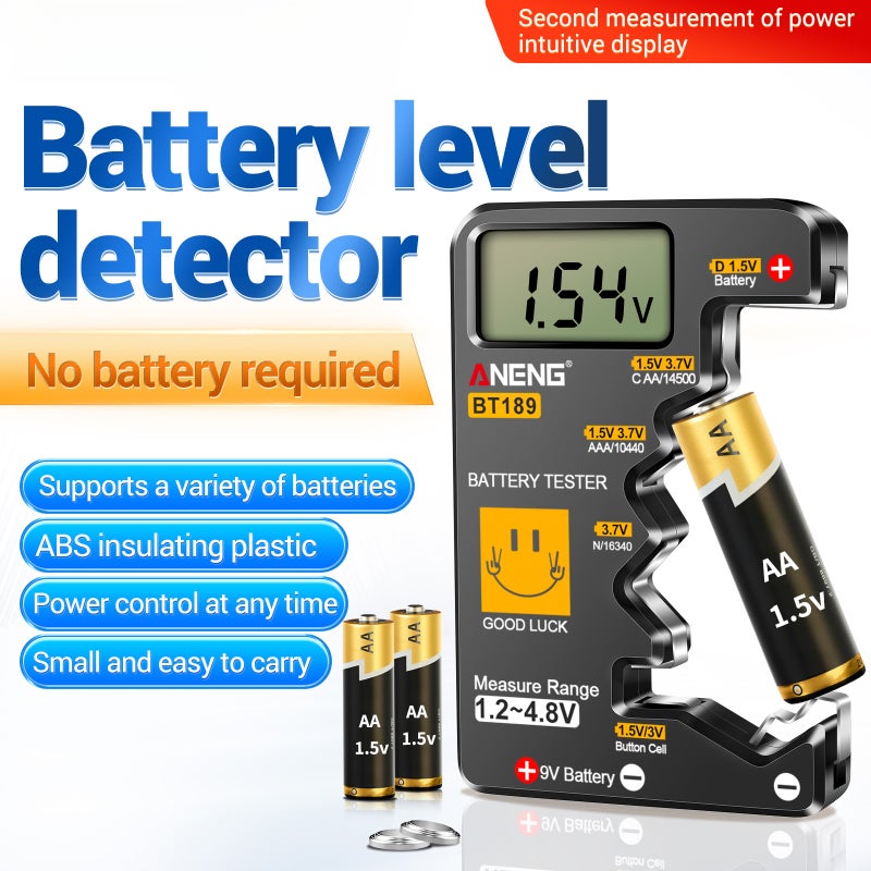BT189 Battery Tester for C, AA, AAA, D, N, 9V 6F22 Batteries 1.5V 3V Button Cell Battery Gauge Electric Tools - Image 2