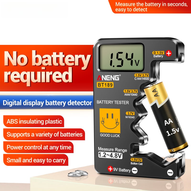 BT189 Battery Tester for C, AA, AAA, D, N, 9V 6F22 Batteries 1.5V 3V Button Cell Battery Gauge Electric Tools - Image 3