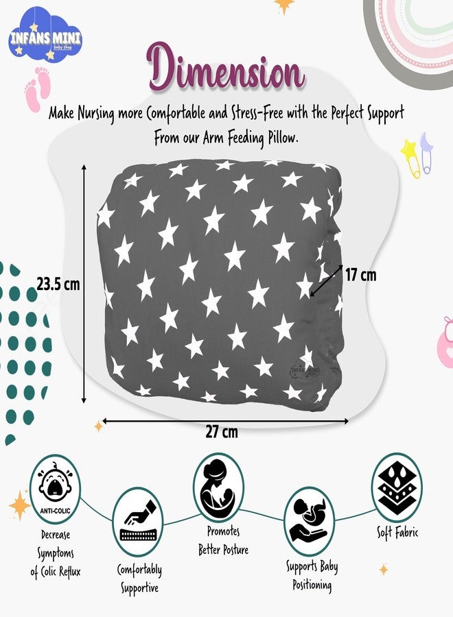 Infans Mini وسادة إنفانز الصغيرة للرضاعة، وسائد الرضاعة الطبيعية للأمهات، وسائد الرضاعة بالزجاجة للأطفال مناسبة للسفر (رمادي نجمي) - Image 4