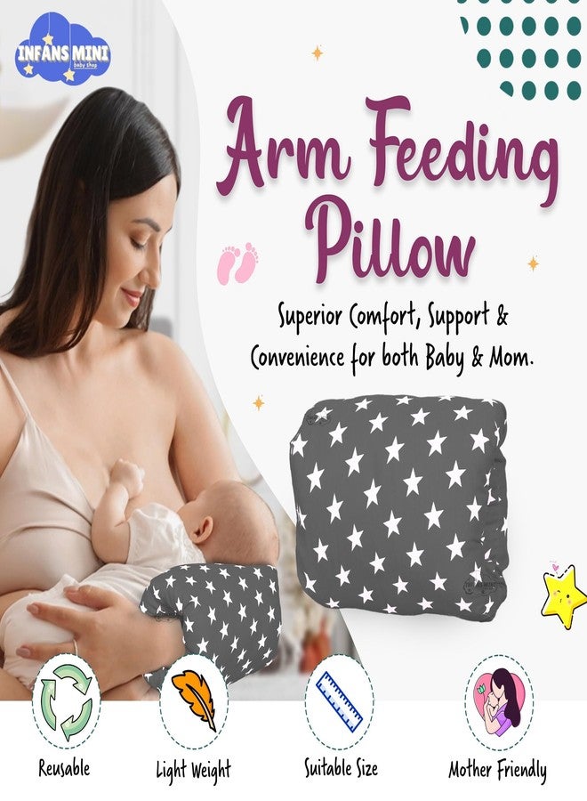 Infans Mini وسادة إنفانز الصغيرة للرضاعة، وسائد الرضاعة الطبيعية للأمهات، وسائد الرضاعة بالزجاجة للأطفال مناسبة للسفر (رمادي نجمي) - Image 2