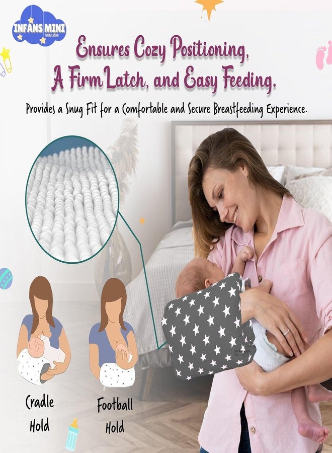 Infans Mini وسادة إنفانز الصغيرة للرضاعة، وسائد الرضاعة الطبيعية للأمهات، وسائد الرضاعة بالزجاجة للأطفال مناسبة للسفر (رمادي نجمي) - Image 3