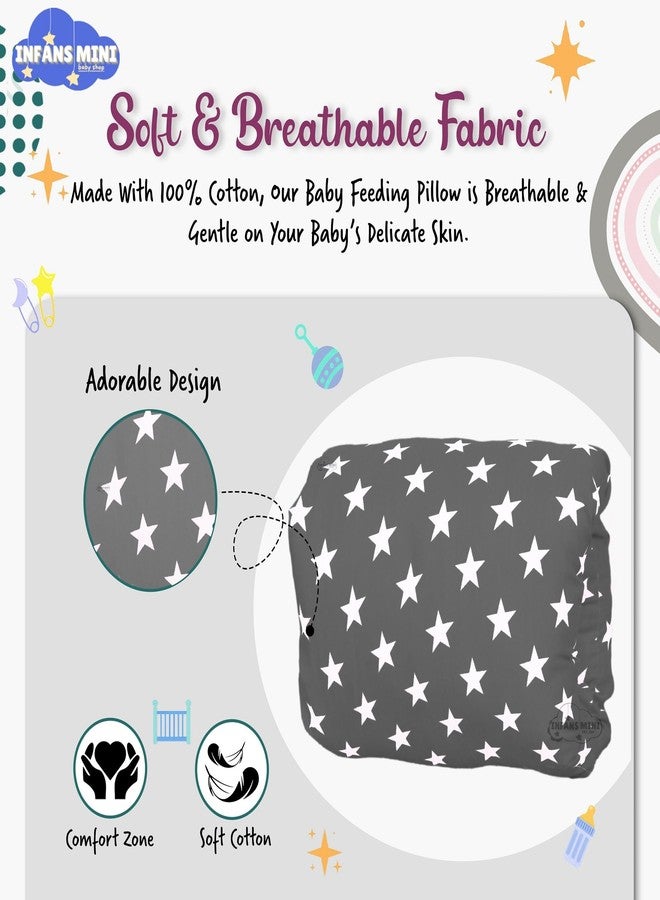 Infans Mini وسادة إنفانز الصغيرة للرضاعة، وسائد الرضاعة الطبيعية للأمهات، وسائد الرضاعة بالزجاجة للأطفال مناسبة للسفر (رمادي نجمي) - Image 5