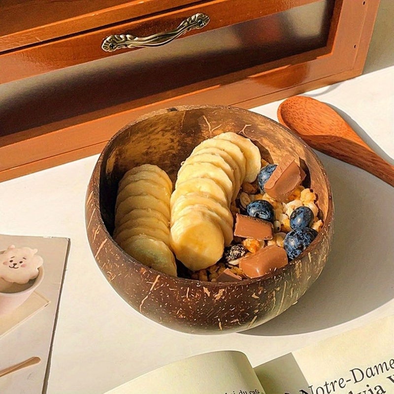 12 Pieces Handmade Wood Round Serving Bowls and Spoons for Party Picnic Yogurt Ice Cream - Image 4