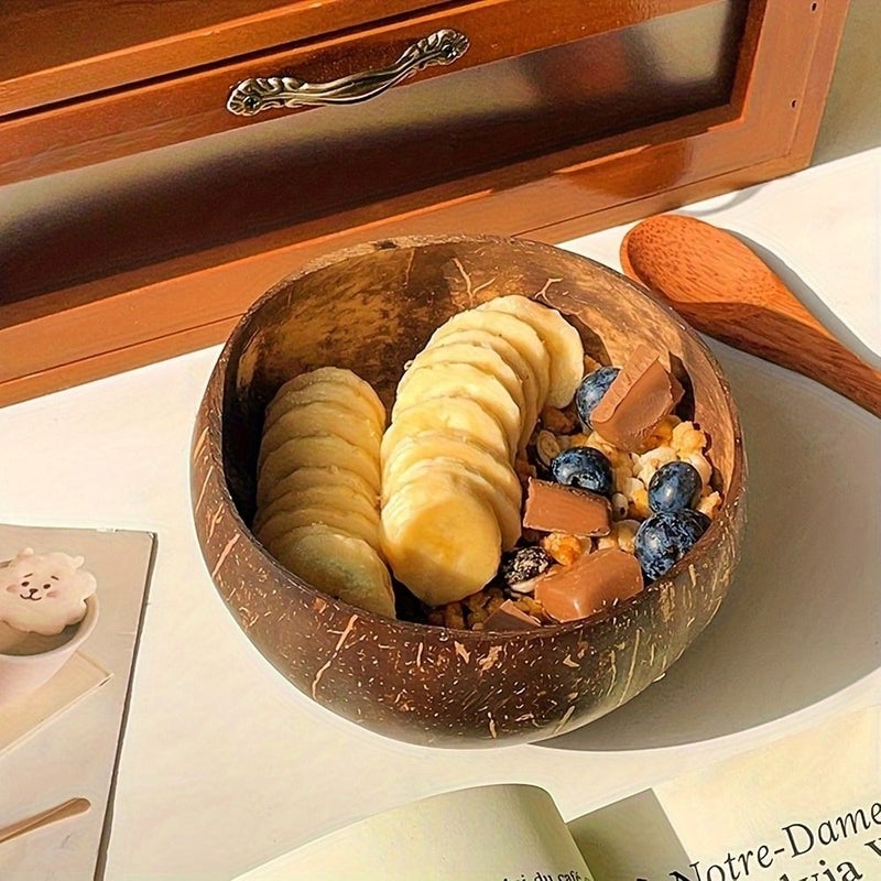 12 Pieces Handmade Wood Round Serving Bowls and Spoons for Party Picnic Yogurt Ice Cream - Image 3
