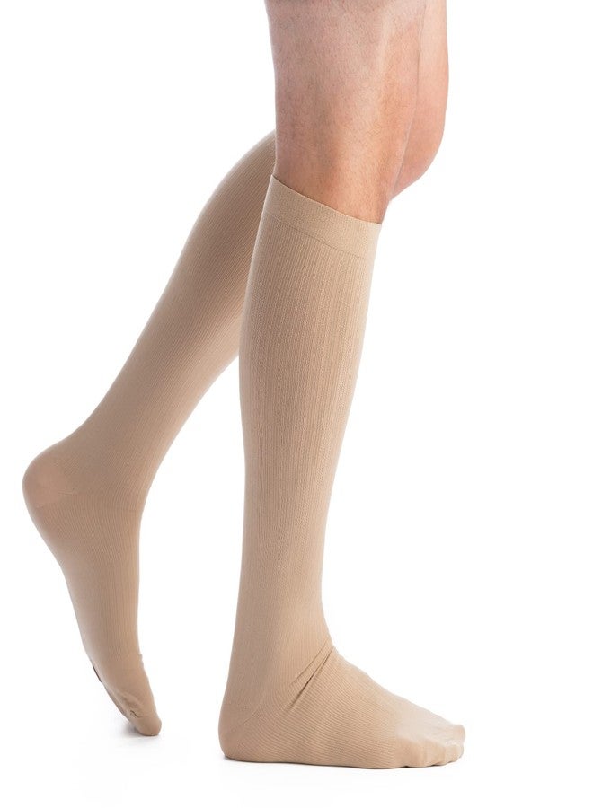 EvoNation Men’s USA made Knee High 20-30 mmHg Graduated Compression Socks - Moderate Pressure Compression Garment, Tan, Large - Image 1