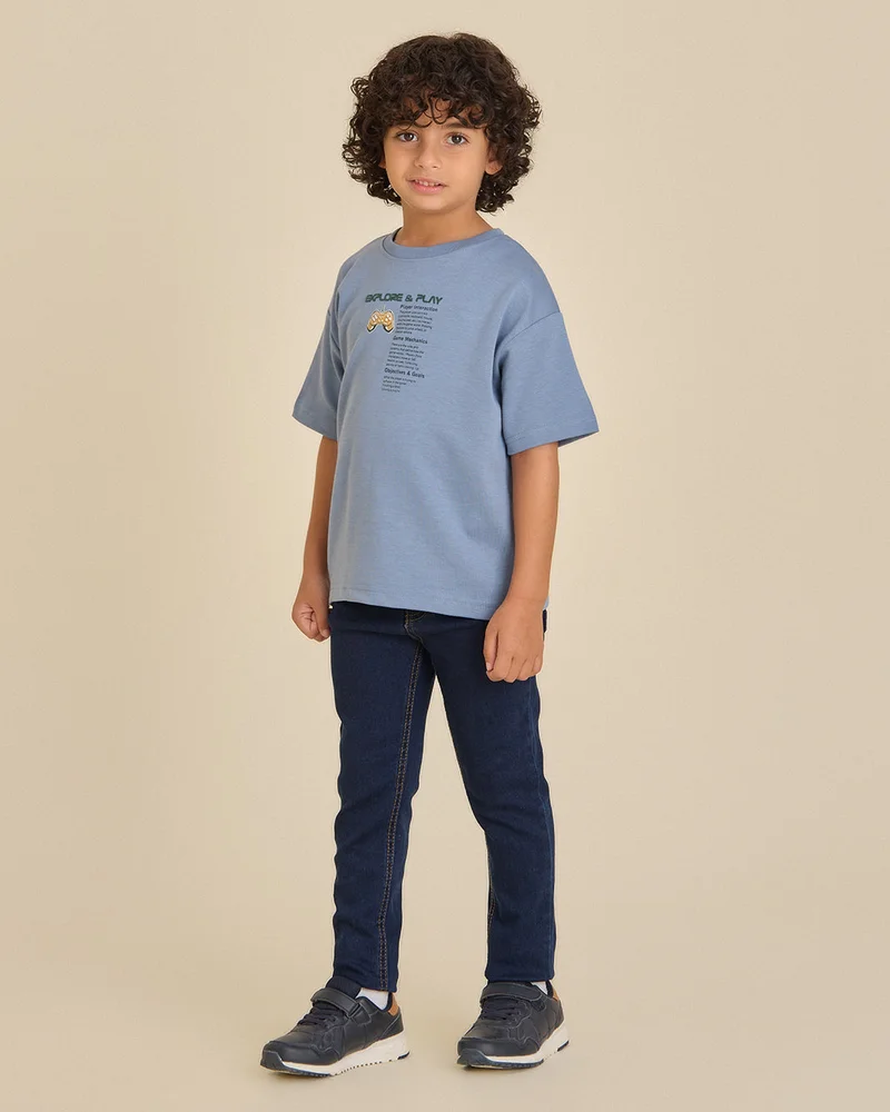 REDTAG Boys Dark Wash 5 Pocket Jeans