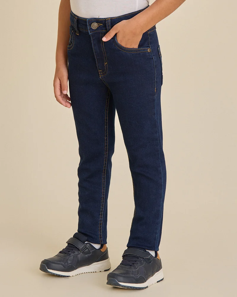 REDTAG Boys Dark Wash 5 Pocket Jeans