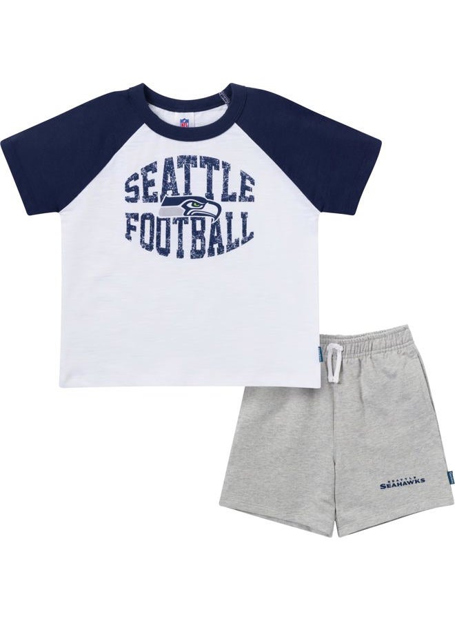 Gerber Geber Unisex Baby NFLTeam T-Shirt and Shorts Set, Seahawks, 4T - Image 1