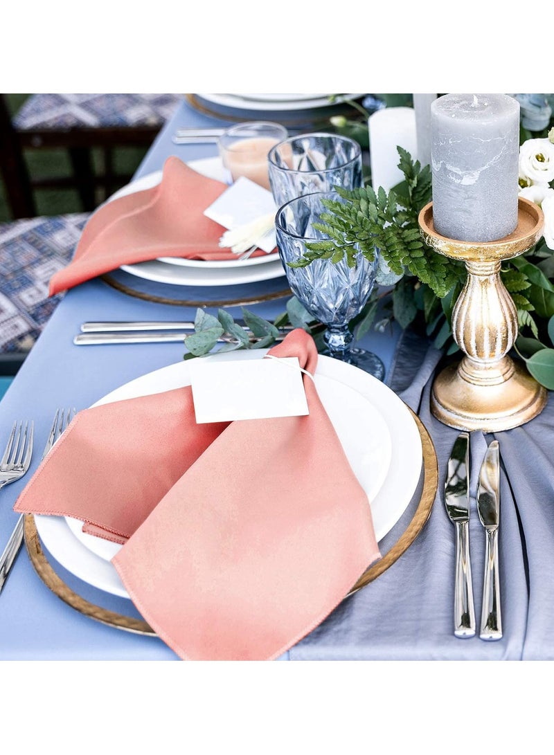 12 Pieces Satin Napkins Soft Washable Reusable Dinner Napkins Square Table Napkins 17 x 17 Inches for Restaurant Weddings Party Dinner Decoration (light pink) - Image 4