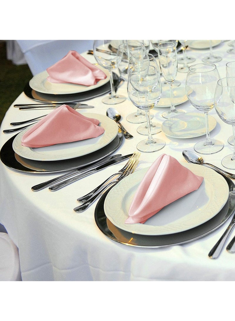 12 Pieces Satin Napkins Soft Washable Reusable Dinner Napkins Square Table Napkins 17 x 17 Inches for Restaurant Weddings Party Dinner Decoration (light pink) - Image 5