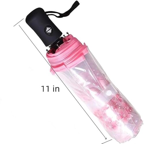 wfljl Transparent Umbrella, 11-Inch, with Pink Cherry Blossom Design, Clear Umbrellas for Rain, for Daily Use and Outdoor - Image 2