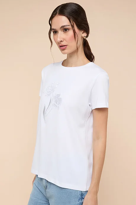 أر أند بي Printed T-Shirt with Crew Neck and Short Sleeves