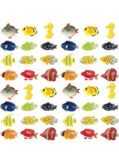 BOAO Boao 48 Pcs Plastic Fish Toys Small Tropical Fish Figure Play Set Sea Animals Bath Toys Tropical Party Favors Assorted Ocean Creatures Figures Birthday Learning Educational Party Supplies  - Image 1