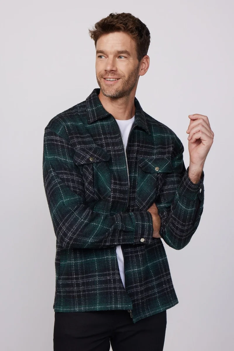 Tudors Relax Fit Zippered Double Pocket Lumberjack Men's Shirt