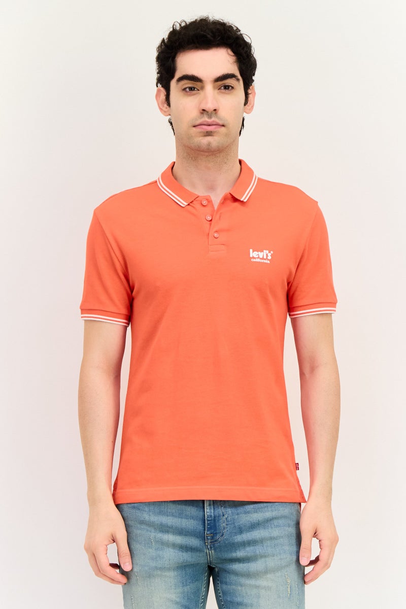 Levi's تي شيرت بولو بأكمام قصيرة للرجال بتصميم عادي مع شعار العلامة التجارية، أحمر - Image 1