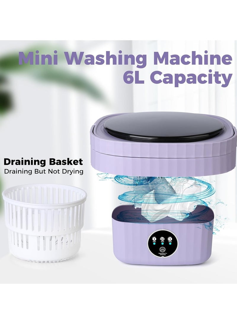Arabest Portable Washing Machine 6L Mini Washing Machine with 3 Modes Timing Cleaning Portable Washer with Soft Spin And Draining For Socks Baby Clothes Towels and Small Items - Image 2