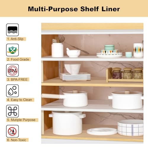 TEZZ Shelf Liner, 11.8 Inches x 20 FEET Non-Slip Kitchen Cabinet Liner, Washable Oil-Proof Non-Adhesive Contact Paper for Kitchen Drawer, Cabinet, Shelves, Cupboard, Refrigerator, Storage, Desk, Countertop - Image 2