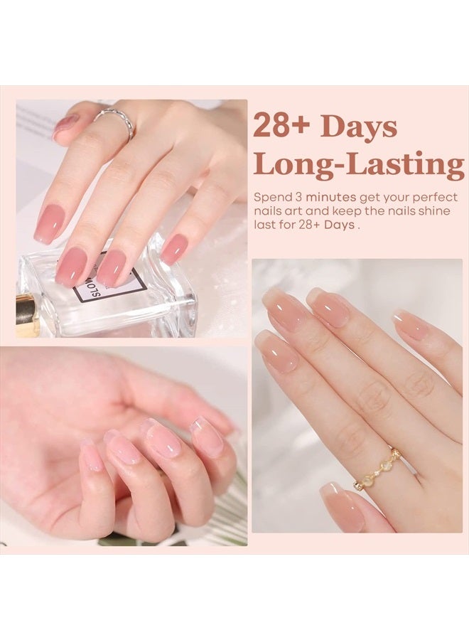 modelones Gel Nail Polish 6 Colors Transparent Jelly Milky White Sheer Pink Neutral Nude Gel Polish Nail Kit Soak off U V Light Nail Polish French Nail Art Manicure DIY Salon Home for Women Girls - Image 4