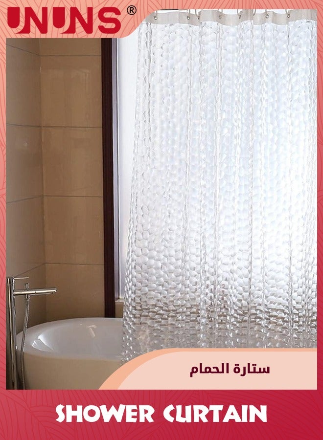 UNUNS Shower Curtain,3D Water Cube PEVA Plastic Shower Curtain With Grommet Holes And Accessories,Heavy Duty Clear Waterproof Shower Curtain Liner For Bathroom Decor-180 x 180 cm - Image 5