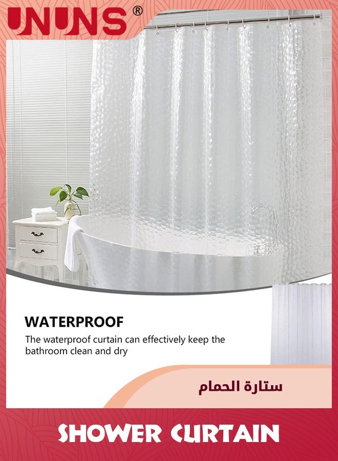 UNUNS Shower Curtain,3D Water Cube PEVA Plastic Shower Curtain With Grommet Holes And Accessories,Heavy Duty Clear Waterproof Shower Curtain Liner For Bathroom Decor-180 x 180 cm - Image 3