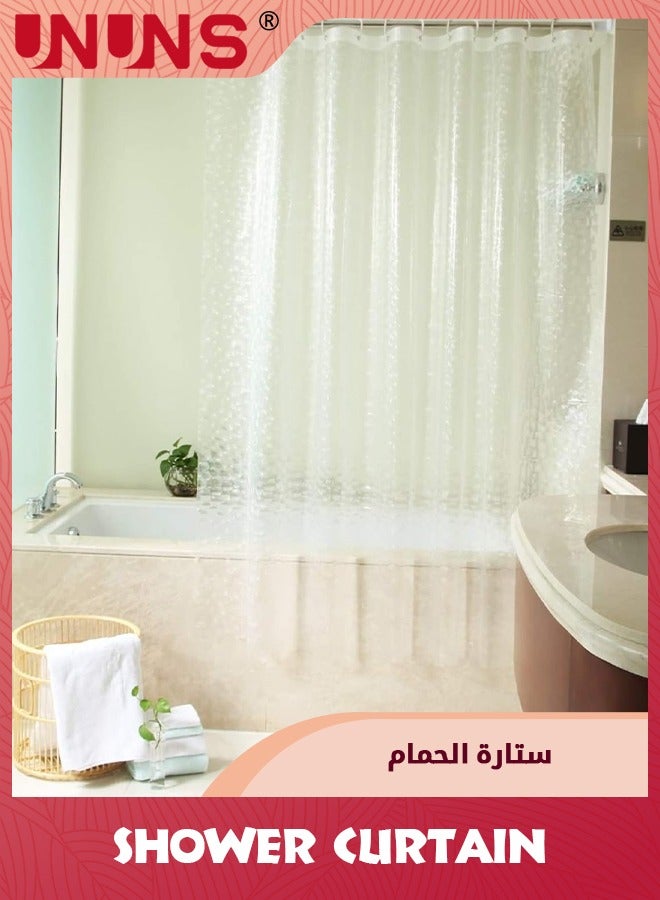 UNUNS Shower Curtain,3D Water Cube PEVA Plastic Shower Curtain With Grommet Holes And Accessories,Heavy Duty Clear Waterproof Shower Curtain Liner For Bathroom Decor-180 x 180 cm - Image 4