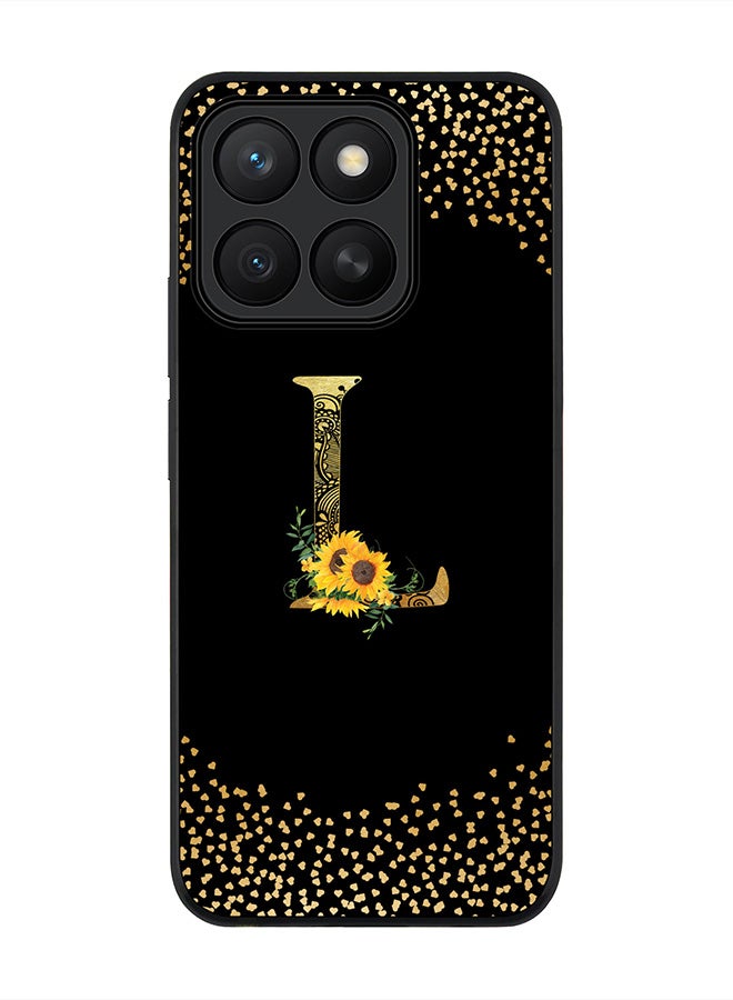 Stylizedd For Honor X8c Case,Slim fit Camera Protection, Shockproof Thin Phone cover  - Custom Floral Monogram - L ( Black )