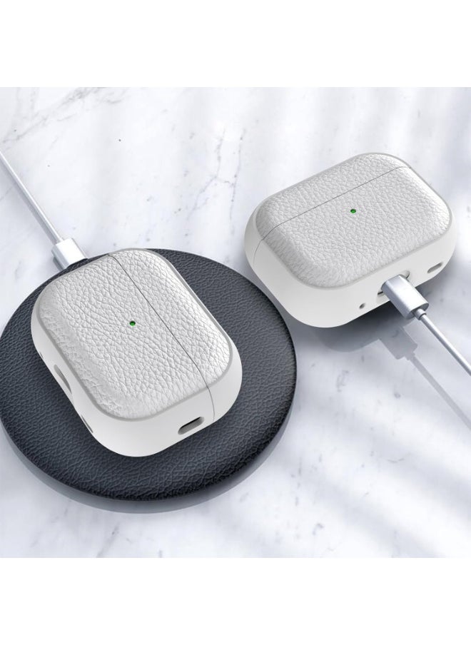 Generic - Case Compatible with AirPods Pro 2 Leather Touch Design Protective Case with Hand Strap, Drop-Resistant, Shockproof (white) - Image 1