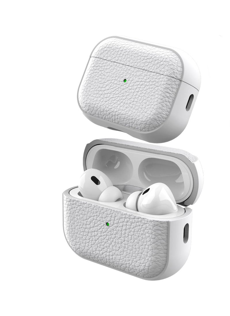 Generic - Case Compatible with AirPods Pro 2 Leather Touch Design Protective Case with Hand Strap, Drop-Resistant, Shockproof (white) - Image 1