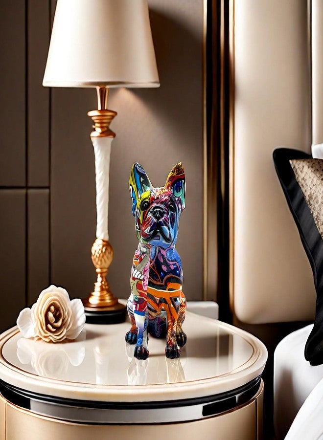 FUNSXBUG Colorful Art French Bulldog Statue Dog Figurines Sculpture Collectibles Home Office Desktop Decor Outdoor Garden Display Decoration Resin (Colour 1) - Image 4