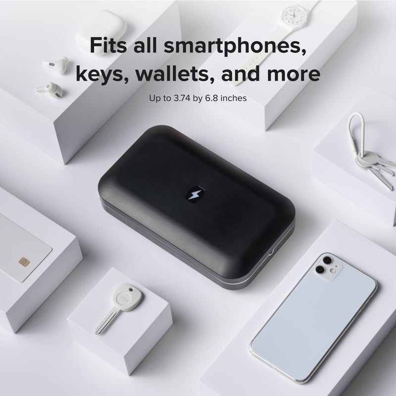 PhoneSoap 3 UV Cell Phone Sanitizer & Dual Universal Cell Phone Charger Box | Patented & Clinically Proven 360-Degree UV-C Light Sanitizer | Disinfects and Charges All Phones (Black) - Image 5