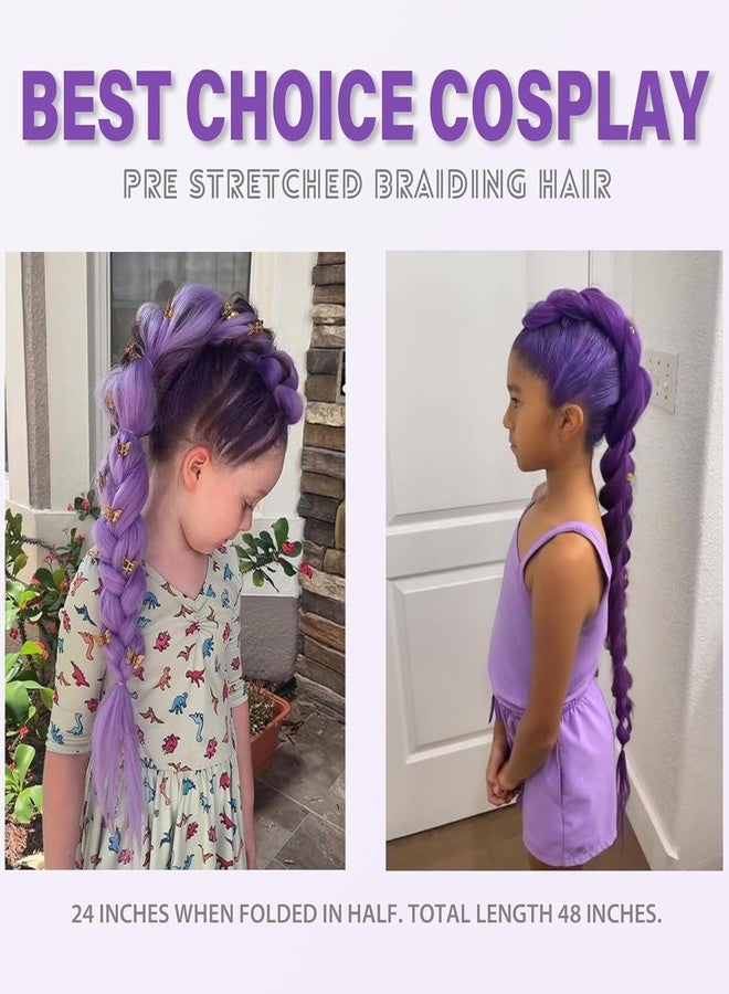 Vihaanta 2PCS Purple Hair Extensions, Purple Hair Extensions For Braids Purple Braiding Hair Pre Stretched Synthetic Braiding Hairs, Prestretched Braidings Hairs for Halloween Costume Cosplay Stage Partiesies - Image 5