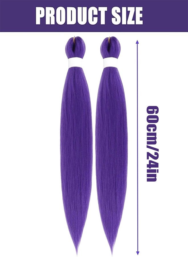 Vihaanta 2PCS Purple Hair Extensions, Purple Hair Extensions For Braids Purple Braiding Hair Pre Stretched Synthetic Braiding Hairs, Prestretched Braidings Hairs for Halloween Costume Cosplay Stage Partiesies - Image 2