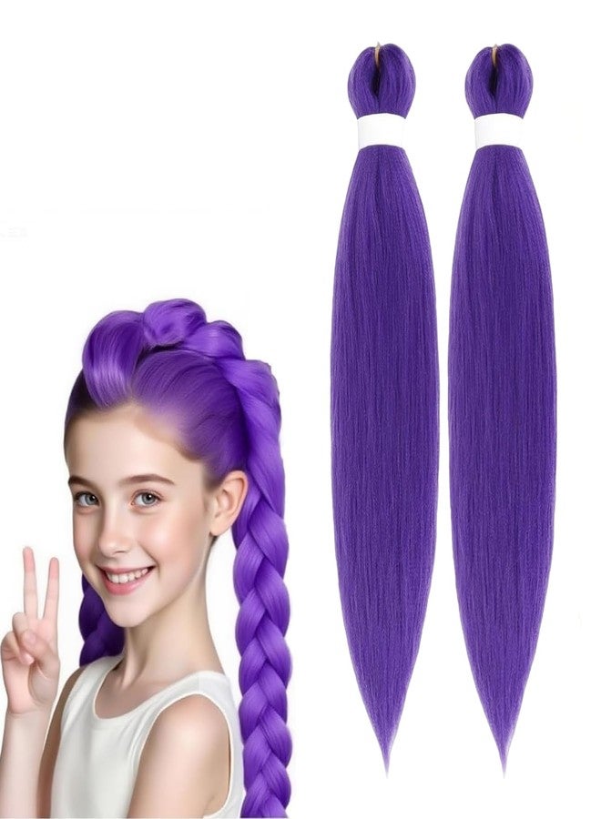 Vihaanta 2PCS Purple Hair Extensions, Purple Hair Extensions For Braids Purple Braiding Hair Pre Stretched Synthetic Braiding Hairs, Prestretched Braidings Hairs for Halloween Costume Cosplay Stage Partiesies - Image 1