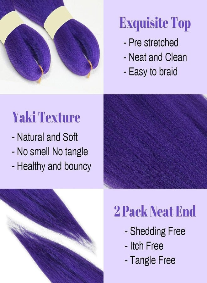 Vihaanta 2PCS Purple Hair Extensions, Purple Hair Extensions For Braids Purple Braiding Hair Pre Stretched Synthetic Braiding Hairs, Prestretched Braidings Hairs for Halloween Costume Cosplay Stage Partiesies - Image 3