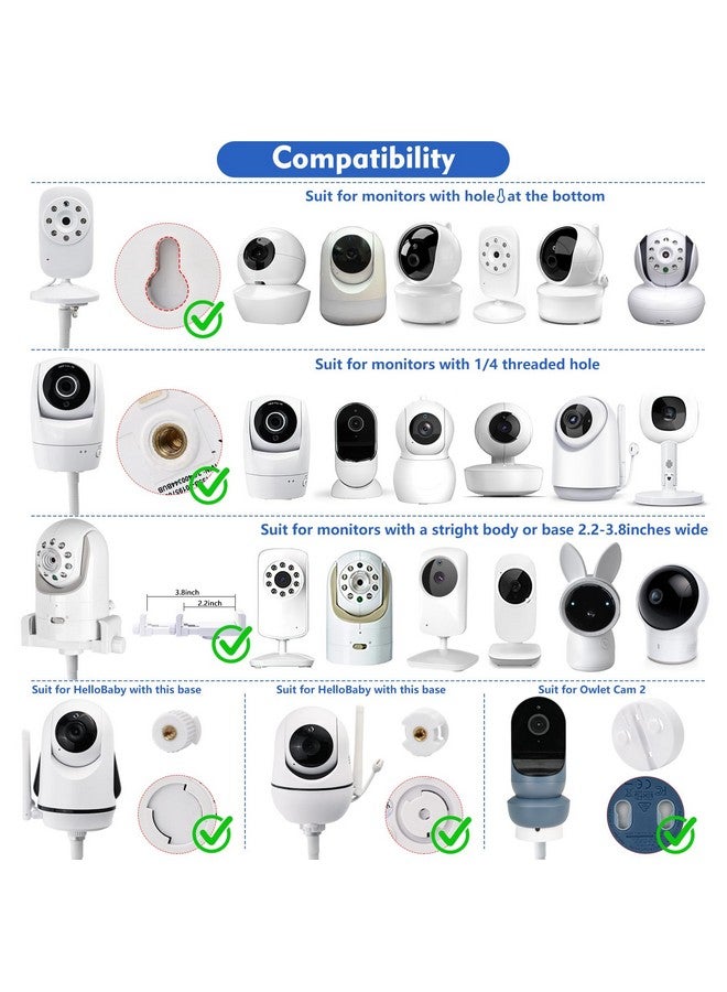 wochel Flexible Baby Monitor Clip Mount Compatible with Infant Optics DXR-8 Pro, Nanit Pro, Owlet, Eufy, HelloBaby, Motorola, Vtimes, Arenti, VTech, Babysense and Other Baby Camera with 1/4 Screw Hole - Image 2