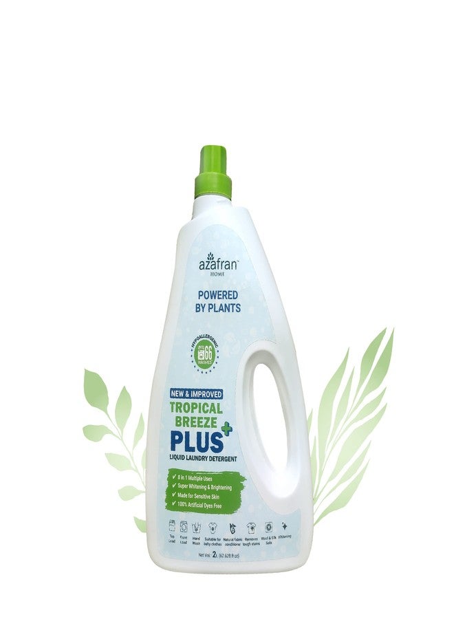 Azafran Plant Based 8-in-1 Tropical Breeze Liquid Laundry Detergent, 2L, Whitens & Brightens Clothes, Removes Tough Stains, Ideal for Top or Front Load, For All Clothes, Delicates & Baby Clothes - Image 1