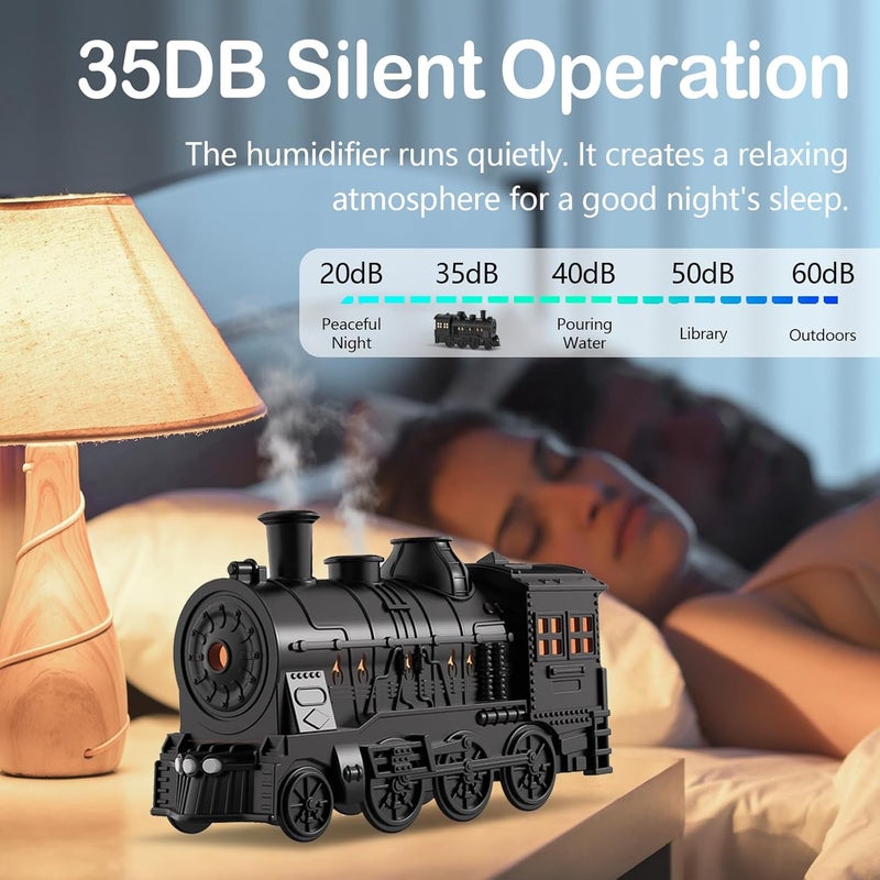 Yisowy Yisowy Essential Oil Diffuser 300ml Vintage Train Aroma Diffuser Humidifier with Wireless Remote Control Cool Mist Humidifier with Dual Mist Spray Mode Timing Auto ShutOff for Home Office  - Image 5
