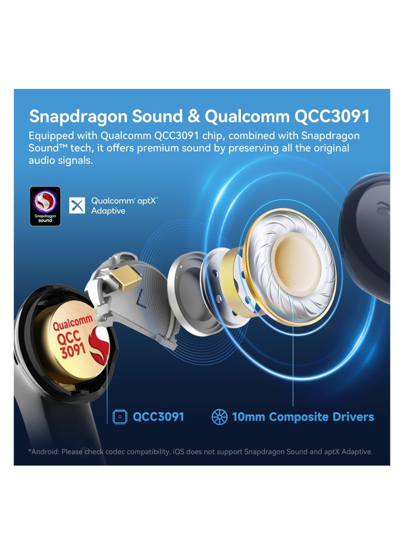 EarFun - EarFun Air Pro 4 Adaptive Hybrid Noise Canceling Wireless Earbuds, Qualcomm Snapdragon Sound, aptX™ Lossless, 6 Mics AI CVC 8.0 Call, LDAC Hi-Res Audio, 52H Playtime, Bluetooth 5.4, in-Ear Detection - Image 1