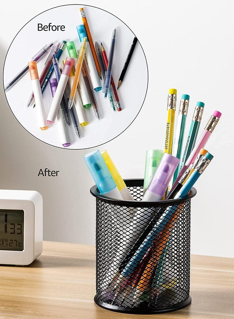 Mesh metal pen holder and organizer for the office, school and home or organizing kitchen utensils, brushes and makeup tools - Image 1