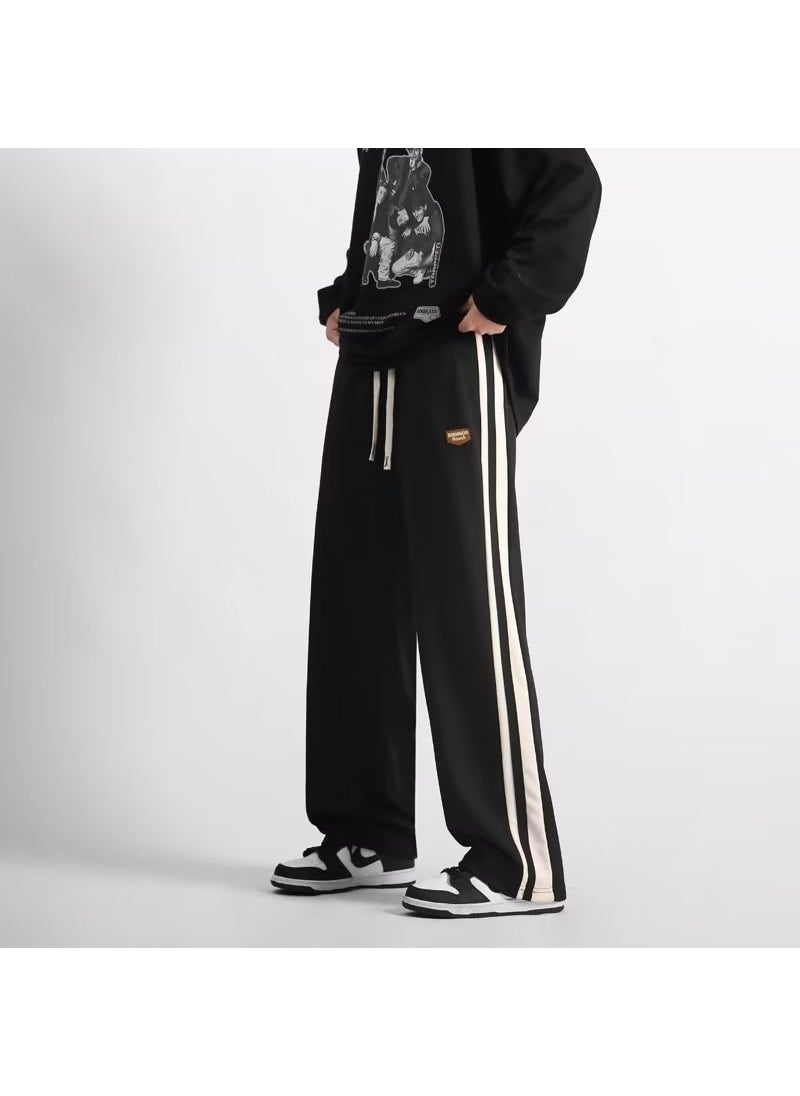 Generic - Mens Summer Thin Stripe Pants Retro Sporty Casual Trousers brown - Image 1
