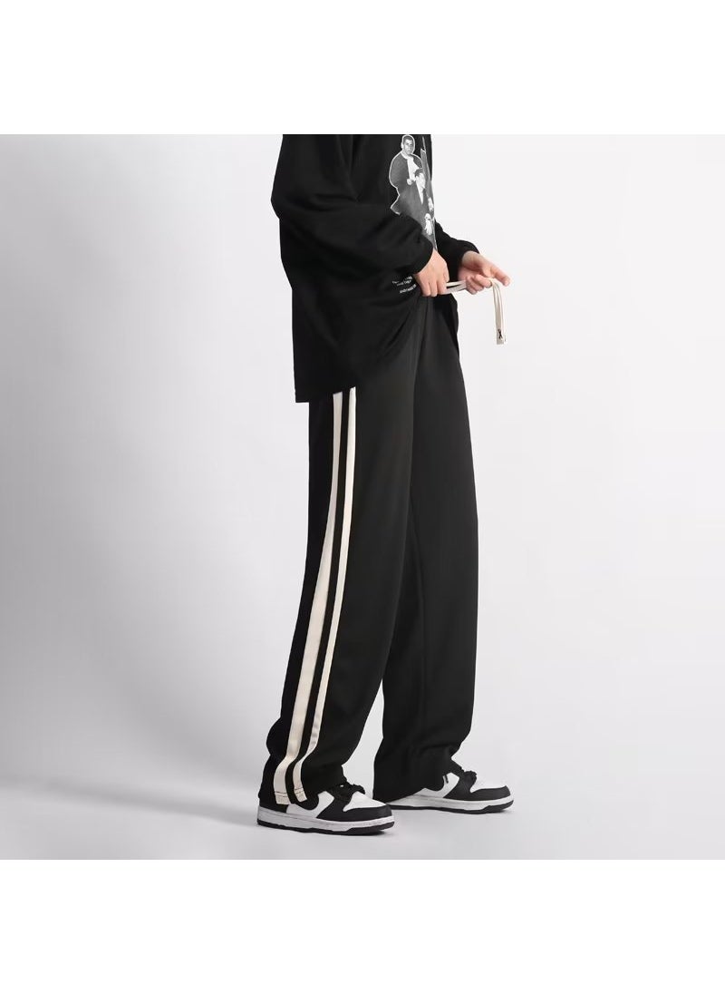 Generic - Mens Summer Thin Stripe Pants Retro Sporty Casual Trousers brown - Image 1