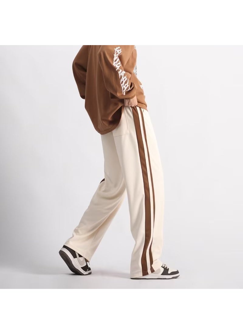 Generic - Mens Summer Thin Stripe Pants Retro Sporty Casual Trousers brown - Image 1