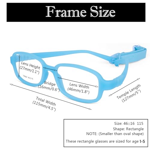 AQWANO Children Optical Glasses Frame TR90 Flexible Bendable One-piece Safe Eyeglasses Girls Boys Square - Image 4