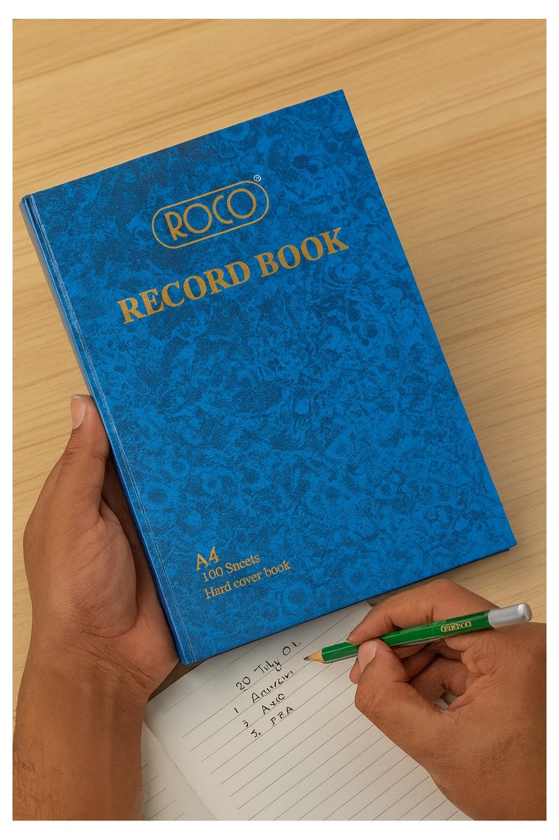 روكو دفتر تسجيل روكو A4 – 100 ورقة، غلاف صلب – جودة ممتازة للاستخدام في المكتب والمدرسة والمنزل - Image 1